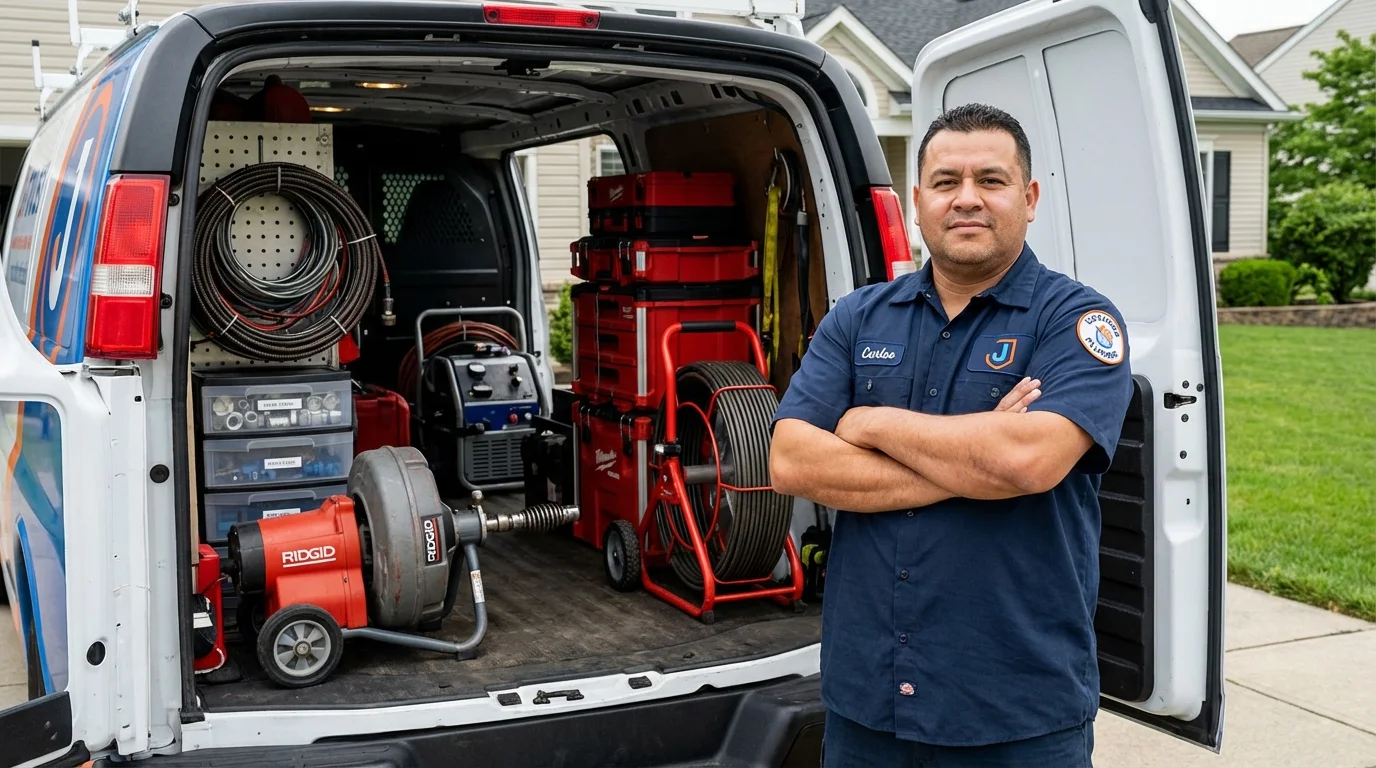Professional drain cleaning equipment and Johns Plumbing LLC plumber in Tryon